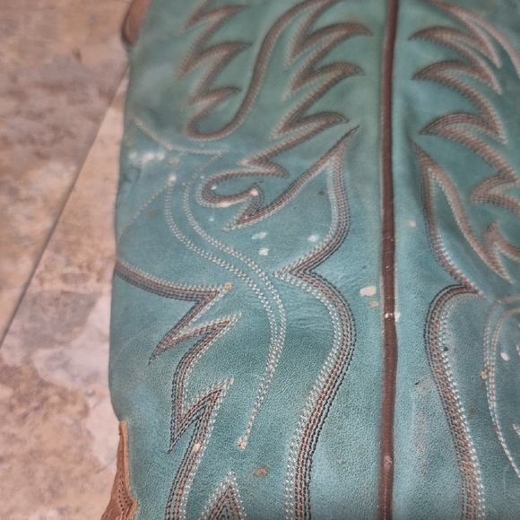 Ariat 14” Heritage Buckaroo Tall Western Boots 14101 Brown Teal Leather 8.5B - Picture 15 of 16